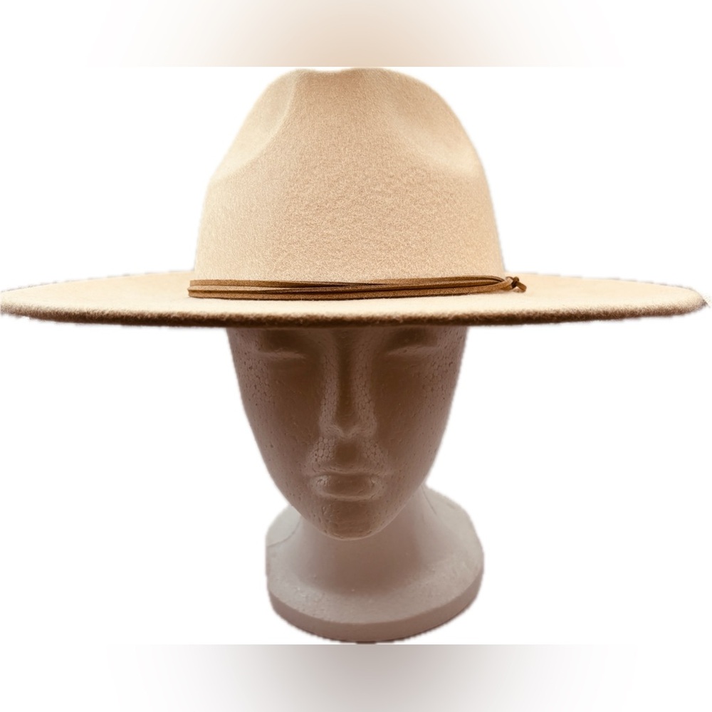 Super Cool Camel-Colored Structured Wool Felt Hat - image 2